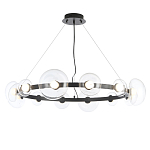 Люстра подвесная круглая с 12-ю прозрачными куполообразными плафонами и черным металлическим основанием Flos Wireline Lighting варинант исполнения - 1 | Loft Concept в Липецке