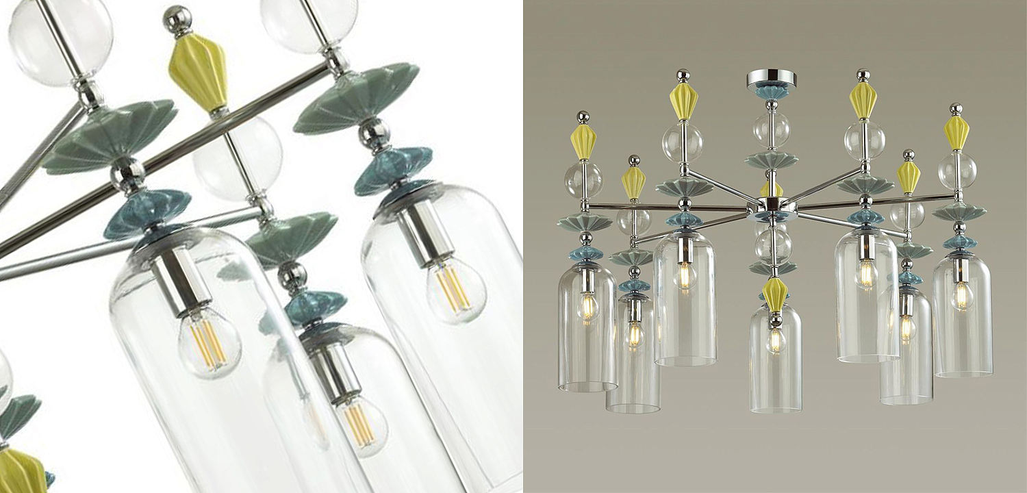 Люстра Iris Glass Chandelier candy 7 chrome Люстра Iris Glass Chandelier candy 7 chrome - Loft-Concept в Липецке