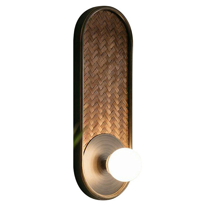 Бра с декором из плетеного бамбука Wicker Oval Lamp Коричневый Бра с декором из плетеного бамбука Wicker Oval Lamp Коричневый в Липецке | Loft Concept