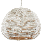 Подвесной светильник в форме купола с декором из круглых деревянных бусин White Wooden Beads Chandelier варинант исполнения - 2 | Loft Concept в Липецке