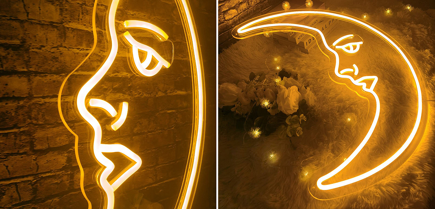 Неоновая настенная лампа Crescent Moon Neon Wall Lamp Неоновая настенная лампа Crescent Moon Neon Wall Lamp - Loft-Concept в Липецке