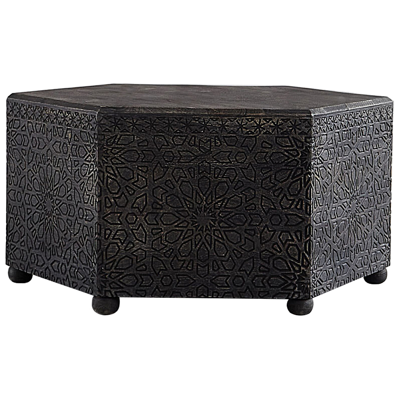 Кофейный стол из массива манго с резьбой Grey Mango Coffee Table Серый Кофейный стол из массива манго с резьбой Grey Mango Coffee Table Серый в Липецке | Loft Concept