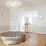 Люстра подвесная круглая с молочными стеклянными подвесками в форме капель Droplet Chandelier варинант исполнения - 4 | Loft Concept в Липецке