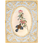 Декоративный постер с изображением птиц в раме с рельефным растительным узором Blooming Birds Poster варинант исполнения - 11 | Loft Concept в Липецке