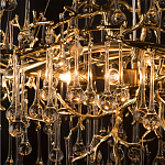 Подвесная люстра в виде ветвей деревьев золотого цвета с прозрачными подвесками-каплями 10 и 14 ламп Droplet Chandelier варинант исполнения - 6 | Loft Concept в Липецке