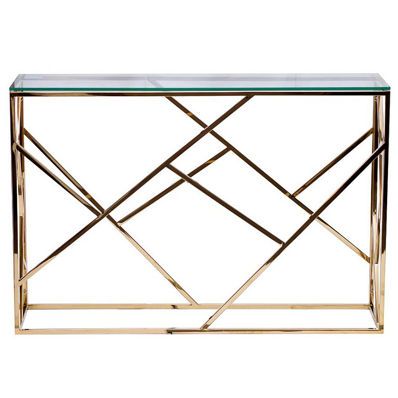 Консоль Serene Furnishing Gold Clear Glass Top Console Золотой Прозрачное Стекло в Липецке | Loft Concept 