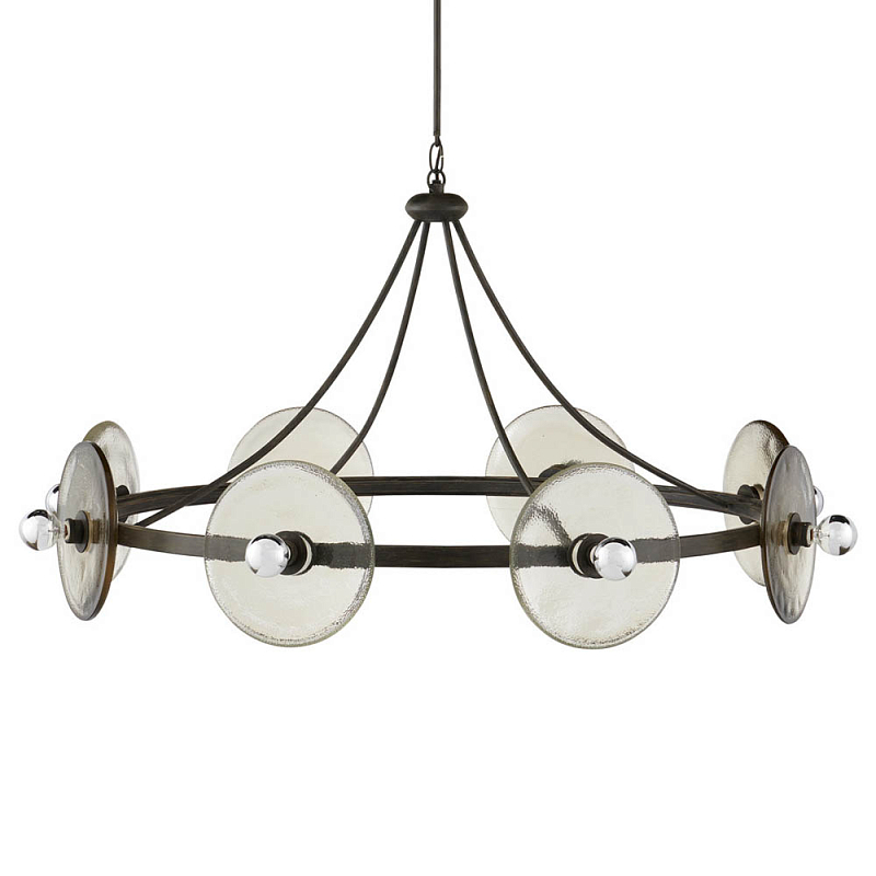 Люстра круглая с литыми стеклянными дисками Olympe Glass Chandelier Черный Прозрачное Стекло Люстра круглая с литыми стеклянными дисками Olympe Glass Chandelier Черный Прозрачное Стекло в Липецке | Loft Concept