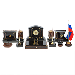 Настольный письменный набор с часами из природного камня обсидиана Peace Contract варинант исполнения - 1 | Loft Concept в Липецке