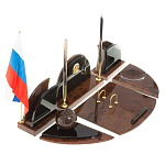 Настольный письменный набор с часами из природного камня обсидиана Oval Office варинант исполнения - 2 | Loft Concept в Липецке