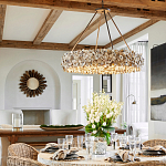 Люстра круглая с абажуром из устричных раковин Sea Ravens варинант исполнения - 4 | Loft Concept в Липецке