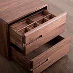 Прикроватный столик деревянный с 2-мя ящиками Moon Walnut Furniture варинант исполнения - 5 | Loft Concept в Липецке