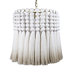 Подвесной светильник круглый плетеный с белой бахромой Braided Bundle of Ears варинант исполнения - 1 | Loft Concept в Липецке