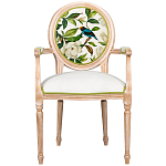 Стул с подлокотниками золотистый из бука с изображением птиц и цветов Blooming Birds варинант исполнения - 1 | Loft Concept в Липецке