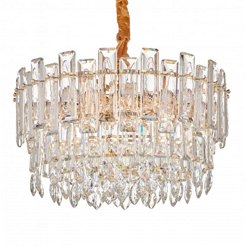 Круглая люстра с хрустальными подвесками на золотистом каркасе Gorgeous Crystal Light Золотой Прозрачный Круглая люстра с хрустальными подвесками на золотистом каркасе Gorgeous Crystal Light Золотой Прозрачный в Липецке | Loft Concept