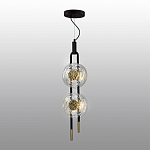 Подвесной светильник с черным основанием и золотистым декором Bruno Duo варинант исполнения - 4 | Loft Concept в Липецке