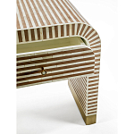 Тумбочка прикроватная с ящиком Tofino Stripes Bone Inlay Bedside Beige варинант исполнения - 3 | Loft Concept в Липецке