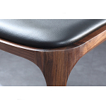 Стул деревянный с мягким сиденьем из черной натуральной кожи Moon Walnut Furniture варинант исполнения - 9 | Loft Concept в Липецке