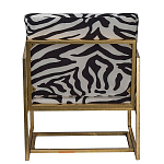 Кресло с металлическим золотистым каркасом и мягкой обивкой с чёрно-белым принтом зебры Wild animals варинант исполнения - 3 | Loft Concept в Липецке