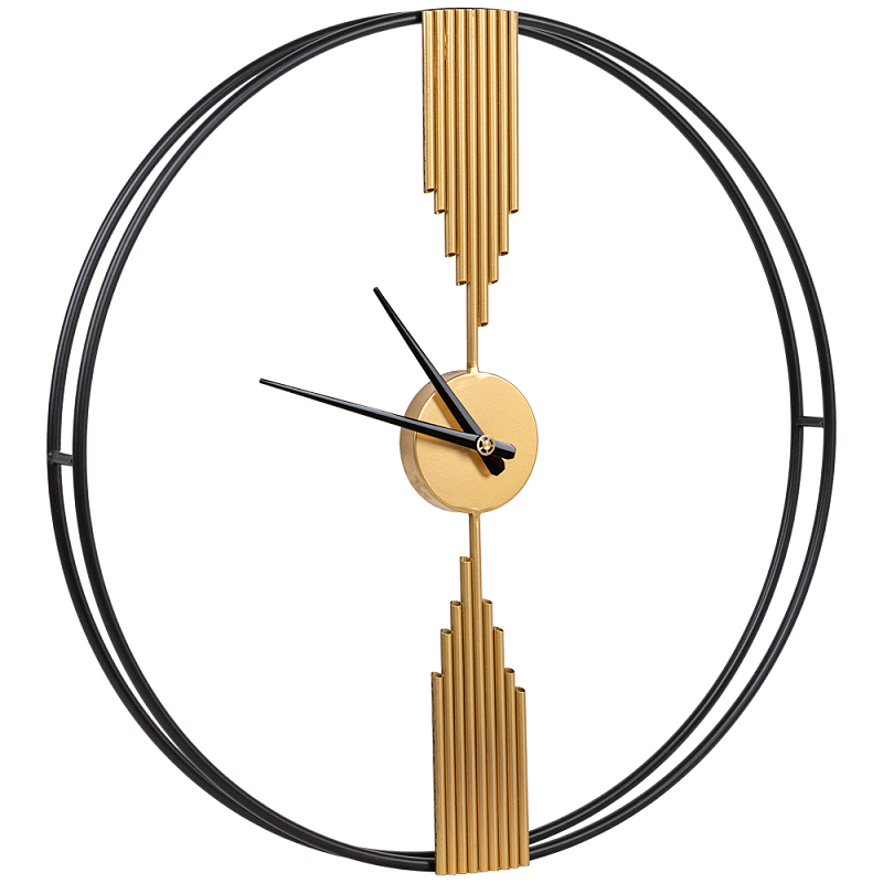 Часы настенные круглые из металла Mirror Tower Clock Золотой Черный Часы настенные круглые из металла Mirror Tower Clock Золотой Черный в Липецке | Loft Concept
