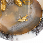 Икорница со стопками с декором "Рыбак с санями" с гравировкой на подставке из натуральных камней Агат Мрамор Decorative Cavair Dishes варинант исполнения - 10 | Loft Concept в Липецке