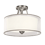 Потолочный светильник с двойным цилиндрическим плафоном из белого стекла и прозрачной органзы Kichler варинант исполнения - 7 | Loft Concept в Липецке