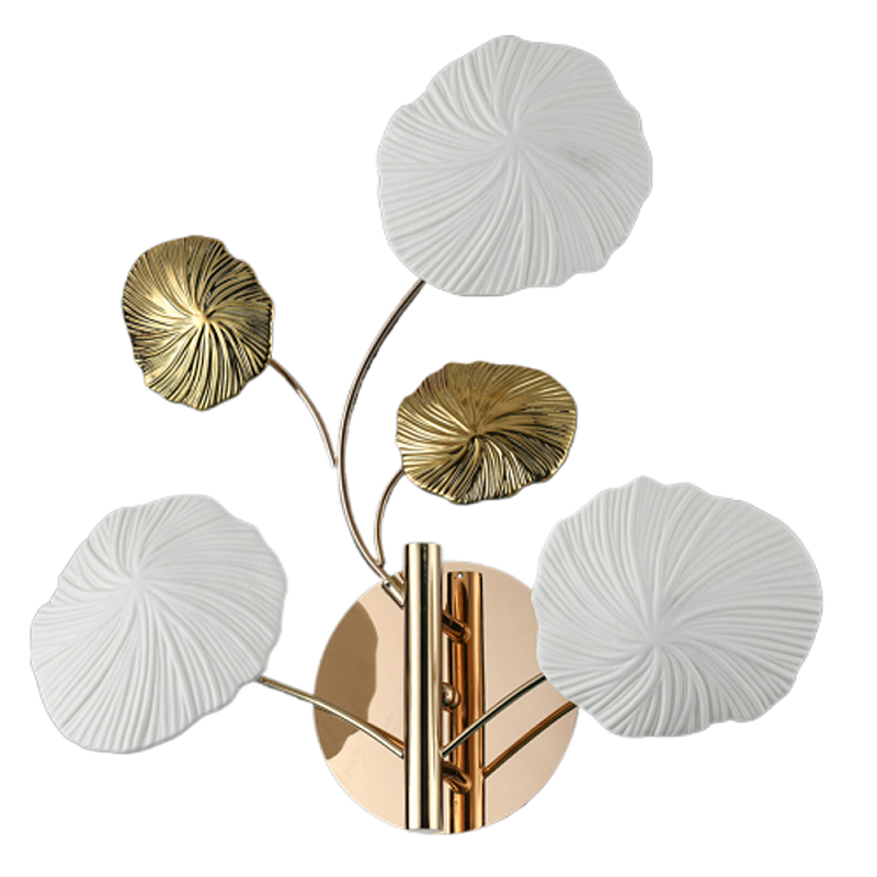 Бра в стиле неоклассика с золотыми элементами Textured Ceramic Sconce Золотой Белый в Липецке | Loft Concept 