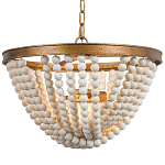 Люстра с подвесками в виде круглых деревянных белых бусин White Wooden Beads Chandelier варинант исполнения - 2 | Loft Concept в Липецке