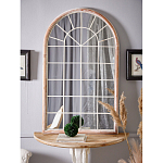 Зеркало-окно настенное в венецианском стиле с деревянной рамой бежевого цвета Venetian Smooth варинант исполнения - 5 | Loft Concept в Липецке