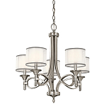 Люстра с белыми тканевыми абажурами в прозрачных стеклянных цилиндрах Kichler варинант исполнения - 6 | Loft Concept в Липецке