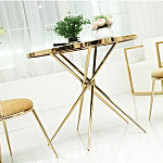 Обеденный стол с чёрной круглой столешницей на золотых ножках Rive Gauche Table варинант исполнения - 1 | Loft Concept в Липецке