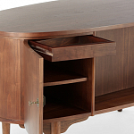 Дизайнерский письменный стол округлой формы с 4-мя ящиками и дверкой с полочками Rili варинант исполнения - 3 | Loft Concept в Липецке