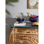 Чаша темно-синяя фарфоровая с бронзовыми ручками и ажурным ободком Eden Garden варинант исполнения - 4 | Loft Concept в Липецке