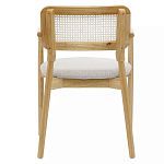 Стул обеденный с мягким сиденьем и спинкой из плетеного ротанга Wood and Textile Chair варинант исполнения - 4 | Loft Concept в Липецке