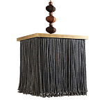 Люстра квадратная с бахромой и подвесом из деревянных бусин Psyche варинант исполнения - 2 | Loft Concept в Липецке