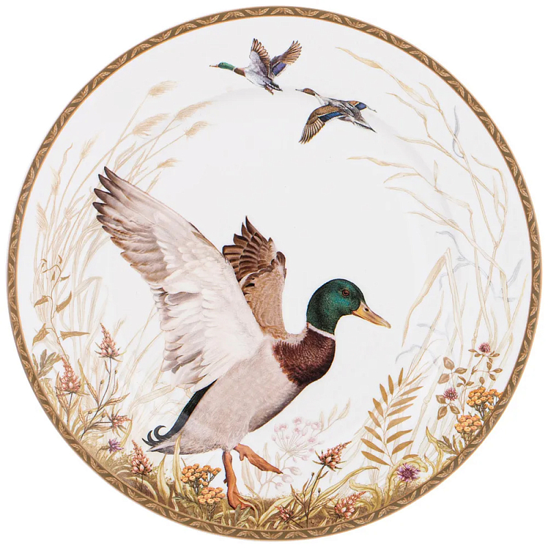 Тарелка закусочная из фарфора с изображением утки Hunting Porcelain Collection Белый Коричневый Мульти Тарелка закусочная из фарфора с изображением утки Hunting Porcelain Collection Белый Коричневый Мульти в Липецке | Loft Concept