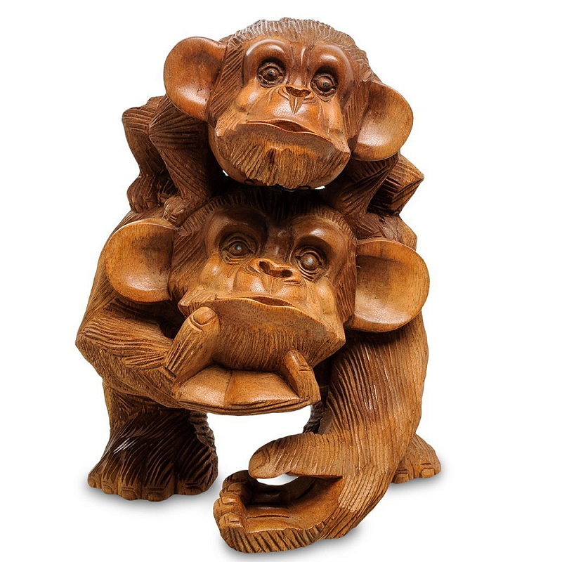 Статуэтка из дерева суар в виде обезьяны с детёнышем Mama Monkey Коричневый Статуэтка из дерева суар в виде обезьяны с детёнышем Mama Monkey Коричневый в Липецке | Loft Concept
