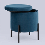Синий пуф на черных ножках SANJAY варинант исполнения - 2 | Loft Concept в Липецке
