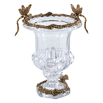 Ваза из прозрачного стекла на бронзовой подставке с ободком и ручками в виде стрекоз Eden Garden варинант исполнения - 1 | Loft Concept в Липецке