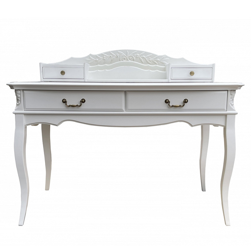 Стол-бюро белого цвета из массива бука с 4-мя ящиками White Provence Белый Стол-бюро белого цвета из массива бука с 4-мя ящиками White Provence Белый в Липецке | Loft Concept