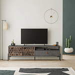 ТВ-тумба с раздвижными дверцами Mallin Metal TV Stand варинант исполнения - 4 | Loft Concept в Липецке
