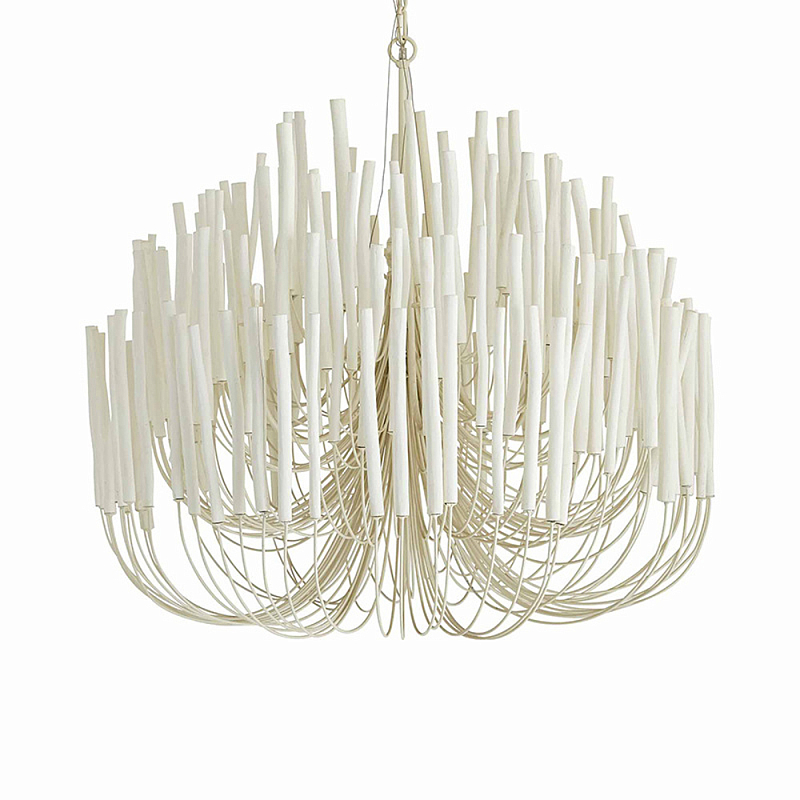 Люстра белая с несколькими ярусами деревянных палочек Bright Wooden Chandelier Белый Люстра белая с несколькими ярусами деревянных палочек Bright Wooden Chandelier Белый в Липецке | Loft Concept