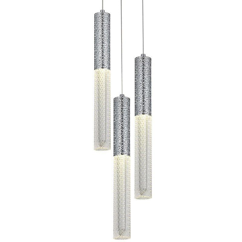 Подвесной светильник Dew Drops Tube Chrome Trio Hanging Lamp Хром Прозрачный Подвесной светильник Dew Drops Tube Chrome Trio Hanging Lamp Хром Прозрачный в Липецке | Loft Concept