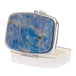Таблетница карманная прямоугольная на 2 отделения с зеркалом и накладкой из натурального камня Лазурит Silver Stone Pillboxes варинант исполнения - 2 | Loft Concept в Липецке