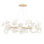 Люстра круглая с белыми лепестками из керамики и прозрачными хрустальными цветками Диаметр 82 см Wintery flovers варинант исполнения - 2 | Loft Concept в Липецке