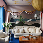 Обои ручная роспись Tsuro Cranes Original colourway on Tarnished Silver gilded paper варинант исполнения - 1 | Loft Concept в Липецке