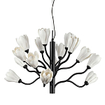 Люстра подвесная черного цвета с ветвями и белыми фарфоровыми цветами Floralis варинант исполнения - 1 | Loft Concept в Липецке