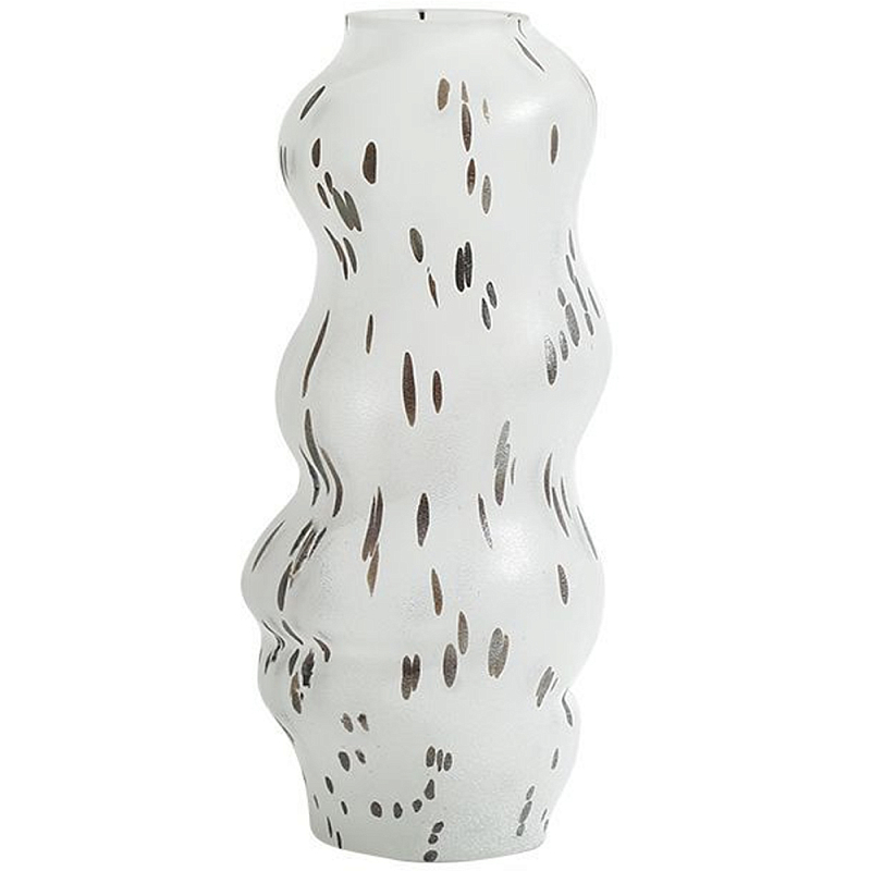 Декоративная ваза из стекла Wavy Glass Vase M Белое матовое стекло Коричневый Декоративная ваза из стекла Wavy Glass Vase M Белое матовое стекло Коричневый в Липецке | Loft Concept