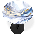 Стол журнальный с круглой бело-голубой столешницей из стекла White and Blue Marble варинант исполнения - 2 | Loft Concept в Липецке