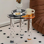 Дизайнерский журнальный стол с фигурной столешницей на 3-х прозрачных ножках Rahakif варинант исполнения - 3 | Loft Concept в Липецке