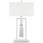 Настольная лампа с прямоугольным тканевым абажуром на белом мраморном основании Silver Threads варинант исполнения - 3 | Loft Concept в Липецке